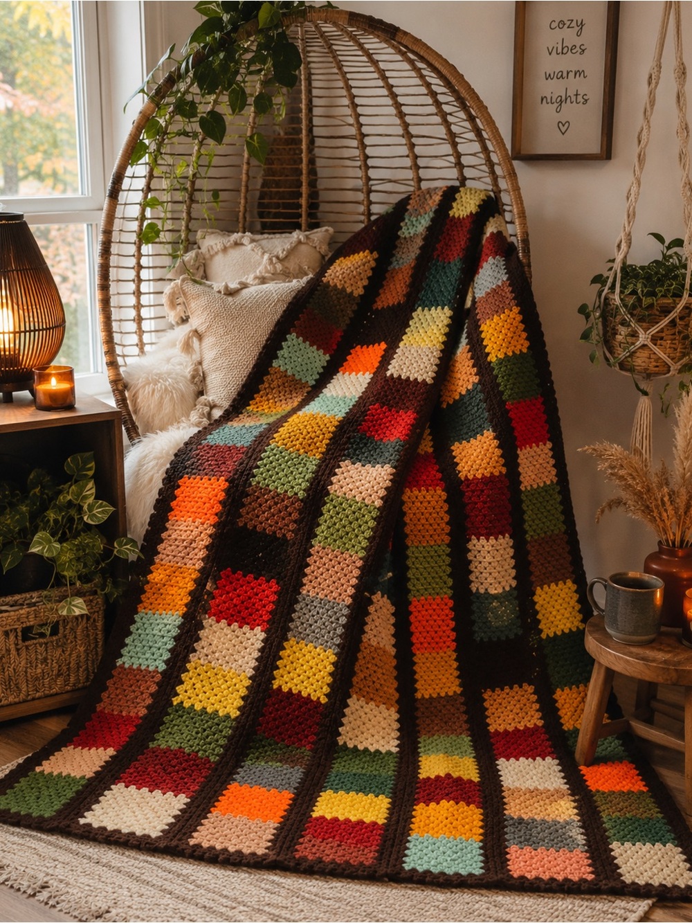 Handmade Crochet Patchwork Afghan – Gorgeous Fall Colours